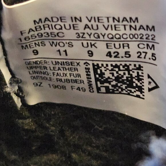 Converse Chuck Taylor All Star Leather High Top Boots Warm Unisex M9 W11 - Picture 14 of 15